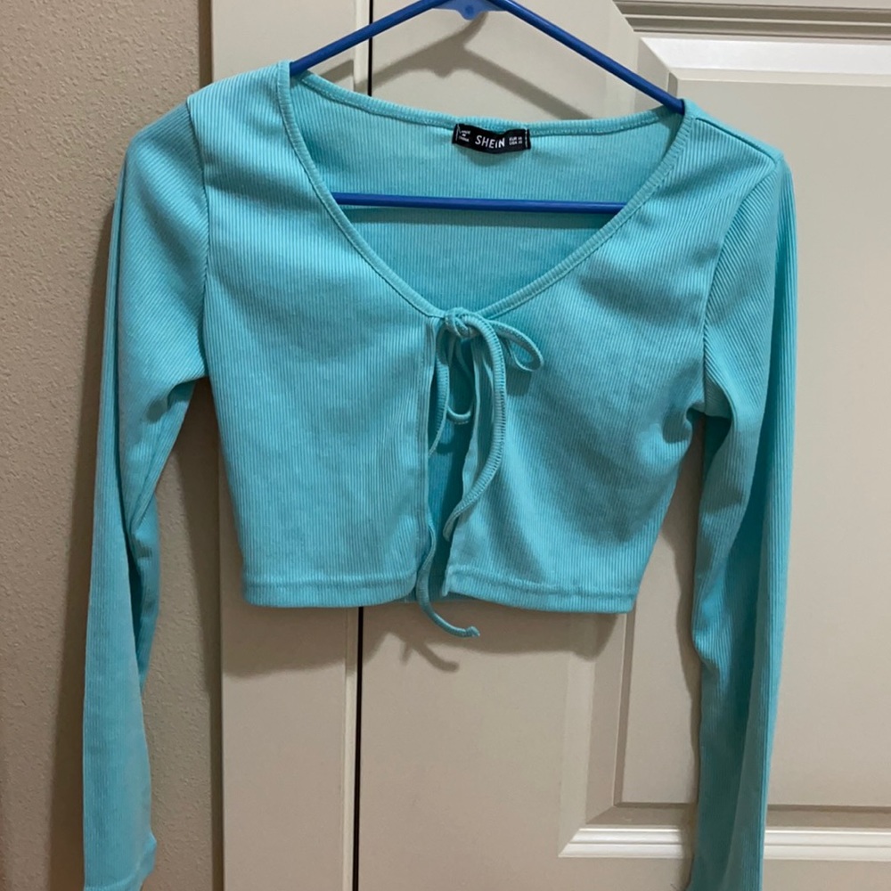shein tied cardigan crop top
